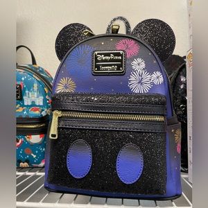 Mickey Mouse Main Attraction Castle Fireworks Loungefly Mini Backpack